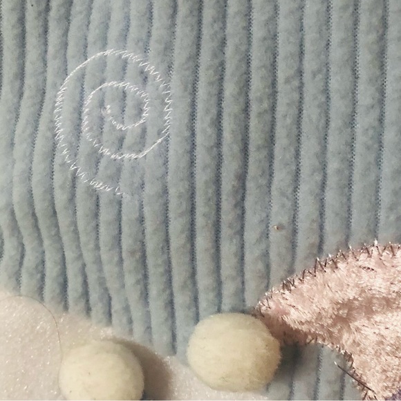 Baby's 1st Christmas Blue and White Embroidered Santa Gnomes Christmas Stocking - Picture 4 of 12